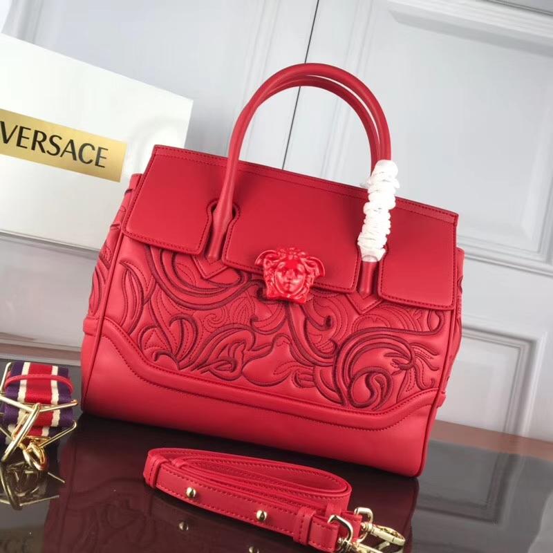Versace Chain Handbags DBFF453 full leather embroidered red